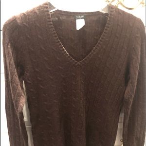J. Crew Angora/Wool V-Neck slim fit brown sweater